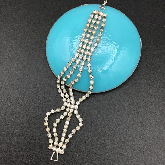 Vintage Multi Strand Rhinestone Bracelet - Picture 6 of 16